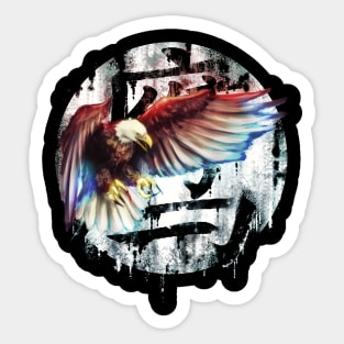 Eagle on Chinese Letters. Sticker